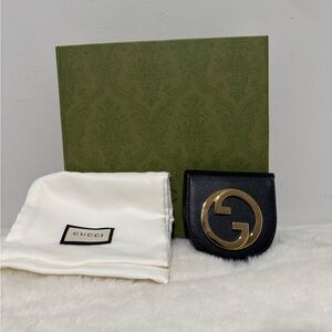 Gucci Black Coin purse with Gold Logo